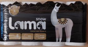 Туалетная бумага Lama Snow 3-х слойная, белая. 8 рулонов/упаковка