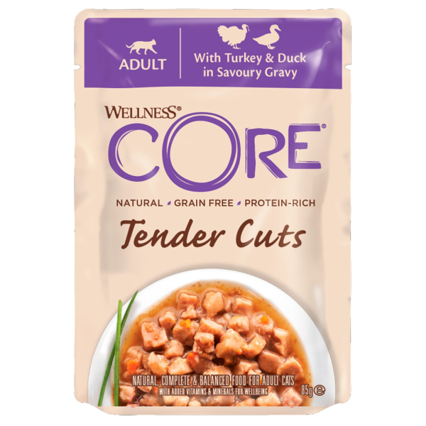 Влажный корм для кошек Core Tender Cuts нарезка в соусе из индейки с уткой 85 гр