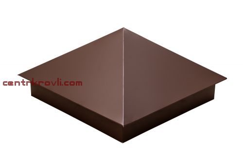 Колпак на столб 390х390мм 0,5 Satin с пленкой RAL 8017 шоколад