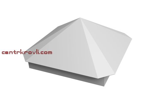 Колпак на столб Пирамида 390х390мм 0,4 PE с пленкой RAL 9003 сигнальный белый