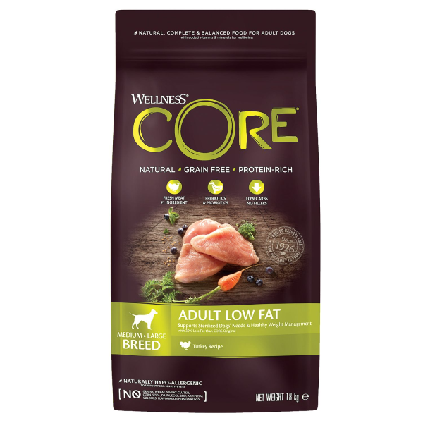 Сухой корм для собак крупных и средних пород Core Low Fat из индейки с курицей