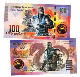 100 рублей — Саб-Зиро. Mortal Kombat. Памятная банкнота. UNC Oz