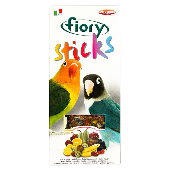 Лакомство для средних попугаев Fiory Sticks с фруктами 2х60 гр