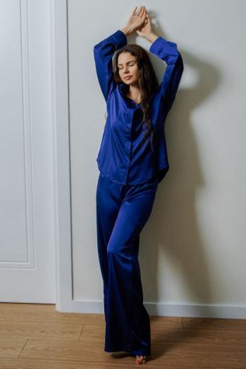 Пижама женская FIVESENSES 7149, брюки и рубашка, темно-синий
