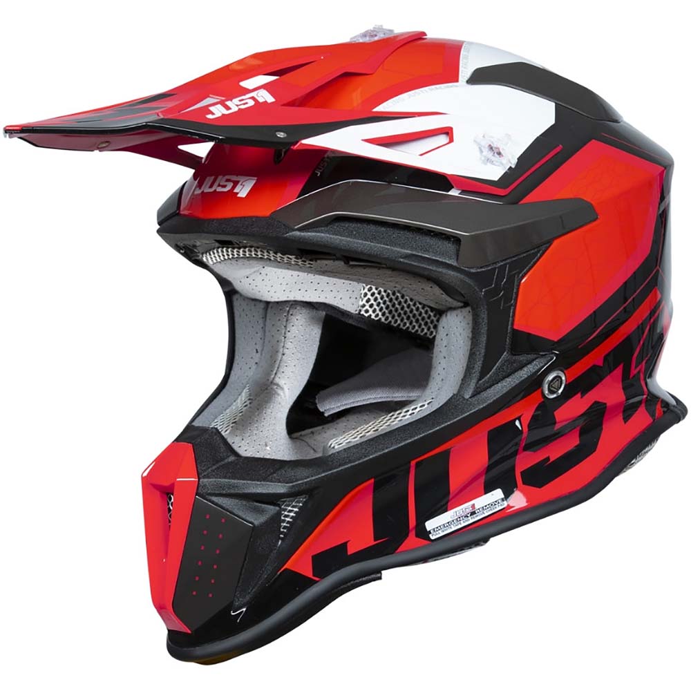 Just1 J18 HEXA White Fluo Red Black шлем для мотокросса и эндуро