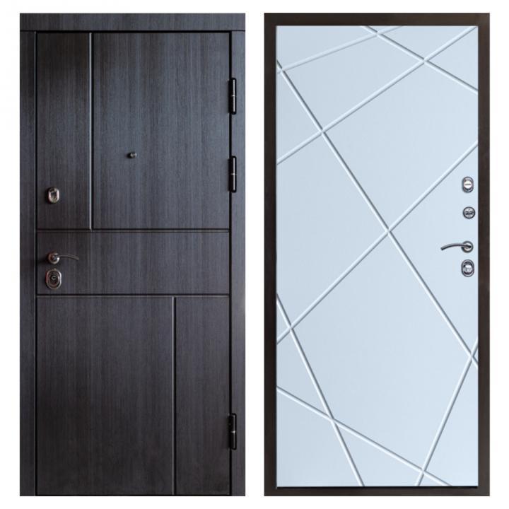 Входная дверь Termo-door  Вертикаль венге Лучи белый Металлическая