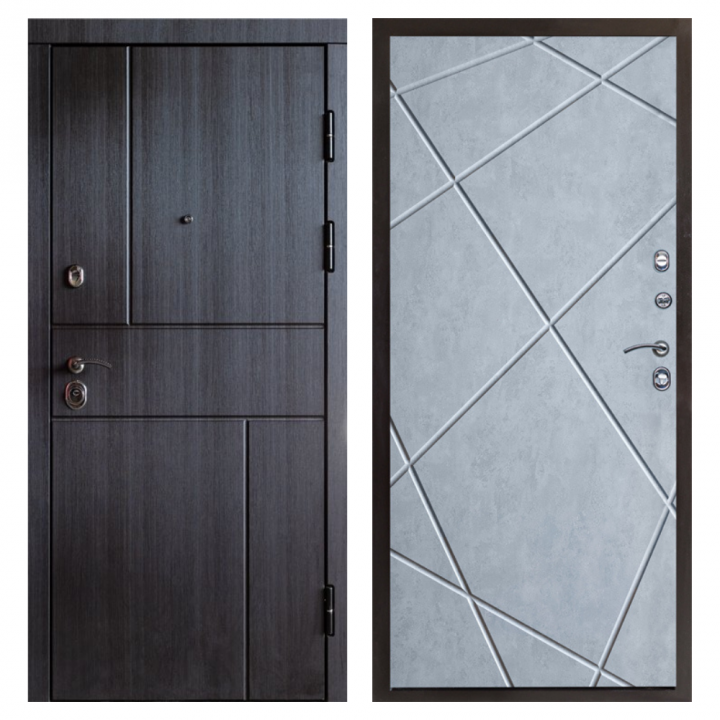Входная дверь Termo-door  Вертикаль венге Лучи бетон светлый Металлическая