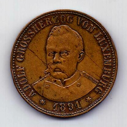 медаль 1891 Люксембург AUNC Редкость