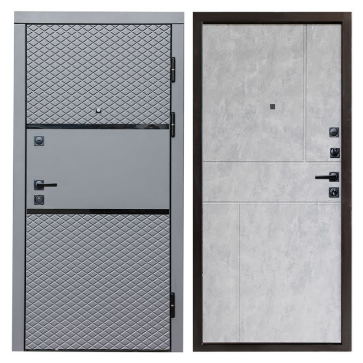 Входная дверь Termo-door Fusion black Горизонт Бетон светлый Металлическая