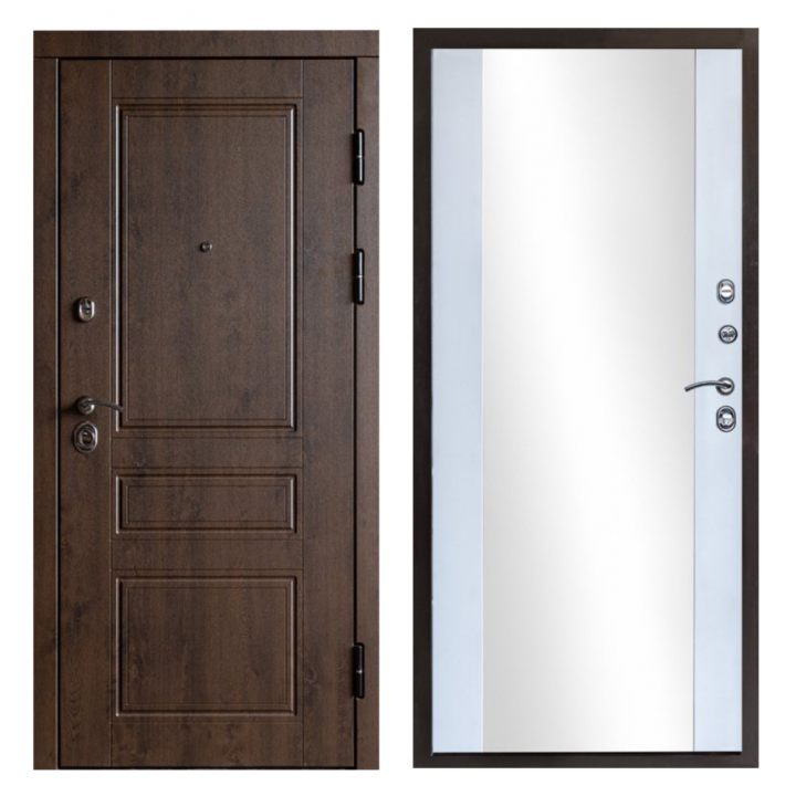 Входная дверь Termo-door Орегон дуб Зеркало белый софт