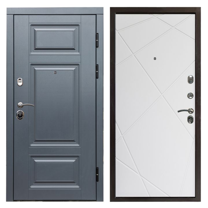 Входная дверь Termo-door Премиум Grey Лучи Белый софт Металлическая