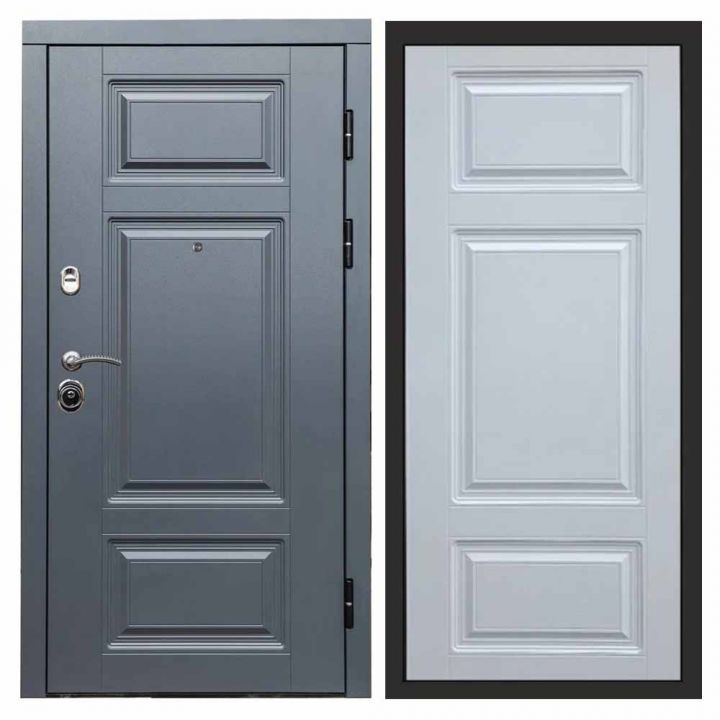 Входная дверь Termo-door Премиум Grey Лион Белый Софт Металлическая