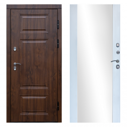 Входная дверь с терморазрывом Termo-door (Термодор) Премиум Зеркало Белый софт Металлическая