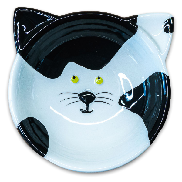 Миска для кошек Mr.Kranch Мордочка кошки черно-белая на подставке керамическая 120 мл