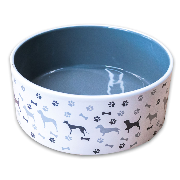Миска для собак Mr.Kranch с рисунком серая керамическая 350 мл