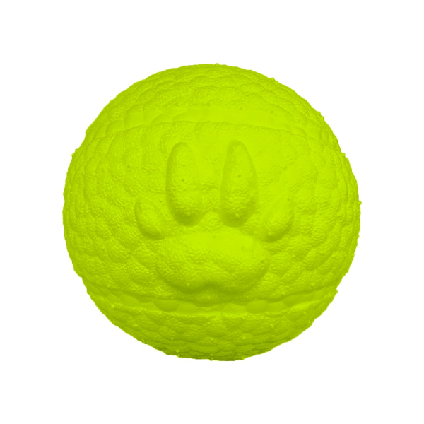 Игрушка для собак Mr.Kranch Мяч с лапкой неоновый желтый 8 см