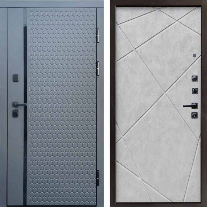 Входная дверь Termo-door SIMPLE Графит Лучи Бетон светлый Металлическая