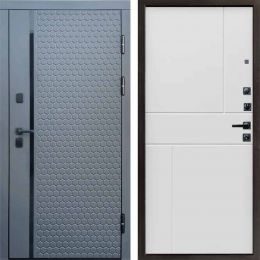 Входная дверь Termo-door SIMPLE Графит Горизонт Белый софт Металлическая