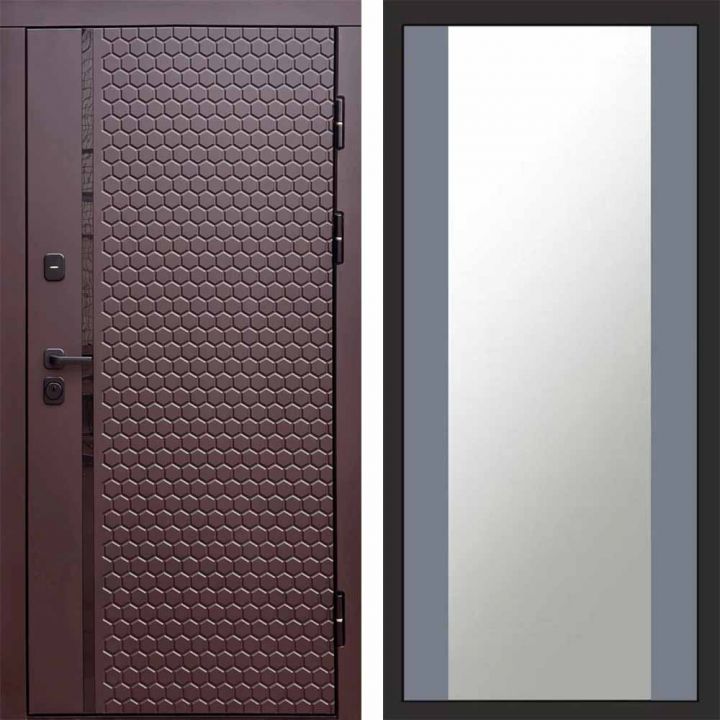 Входная дверь Termo-door SIMPLE Шоколад Зеркало Грей Софт