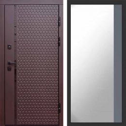 Входная дверь Termo-door SIMPLE Шоколад Широкое Зеркало Фацет Грей Софт