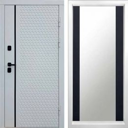 Входная дверь Termo-door SIMPLE WHITE Зеркало Черный Кварц+Тонировка Металлическая