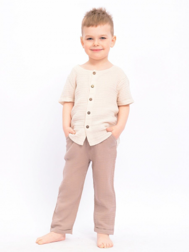 Комплект для мальчика (кофта и брюки) (бежевый)  OP1802