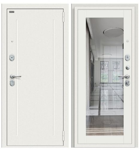 Флэш Kale Шагрень белая/Off-white дверь с зеркалом