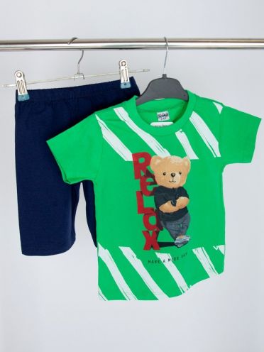Костюм: футболка, шорты "Мишка"/зеленый, Турция