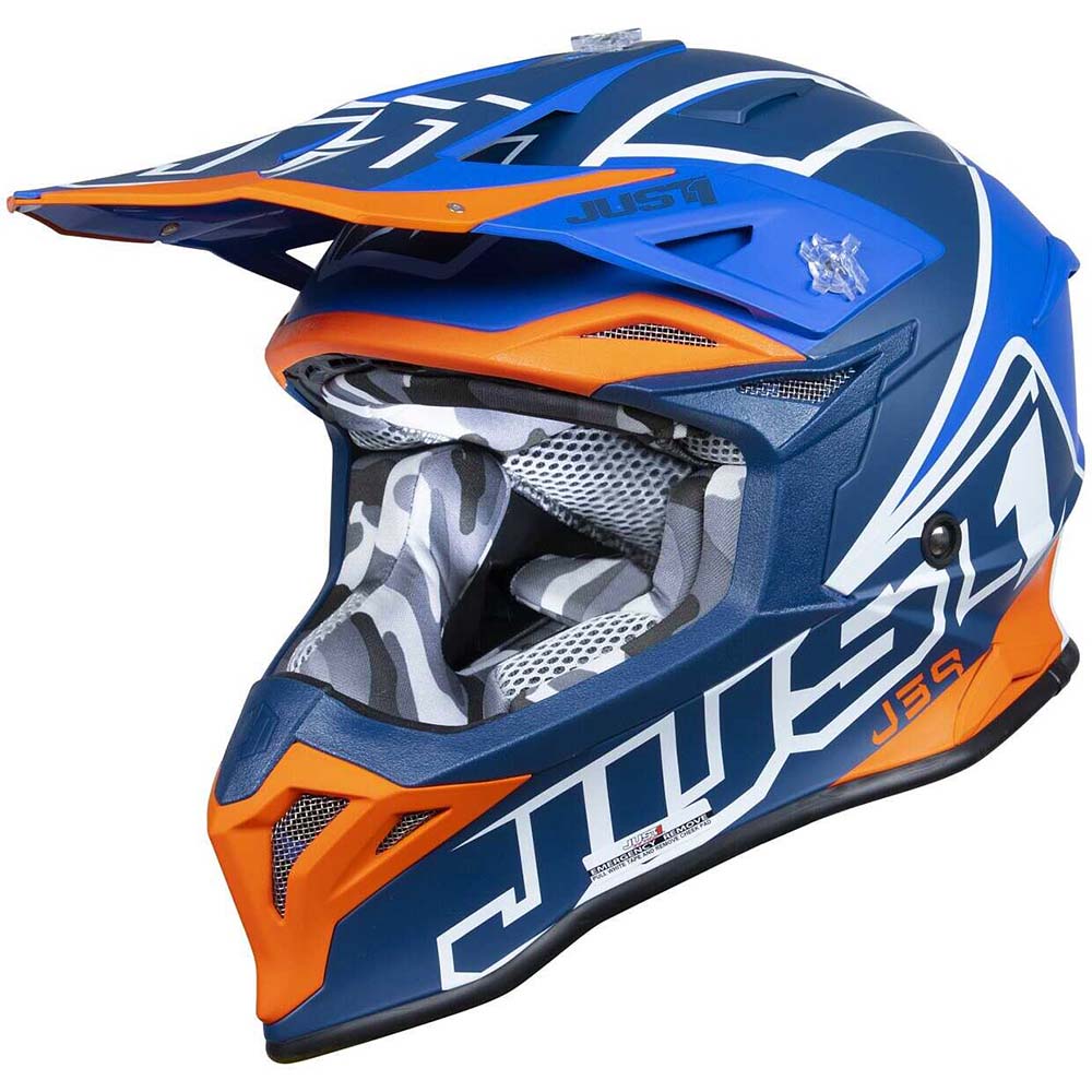 Just1 J39 Thruster White Fluo Orange Blue шлем для мотокросса и эндуро