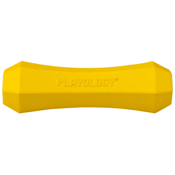 Игрушка для собак средних и крупных пород Playology SQUEAKY CHEW STICK желтая жевательная палочка большая с ароматом арахиса