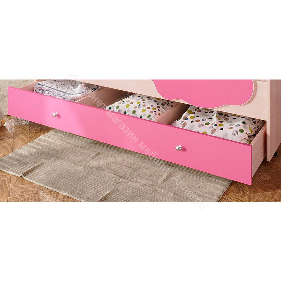 Ящик для кровати "Радуга" (Матрешка) 190 млечный дуб/розовый
