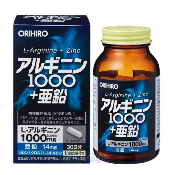 Orihiro L-Аргинин 1000 + Цинк, 120 капс