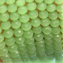 Бусины граненые Рондель (стекло) на нити цвет № 12 зеленый нефритовый Jade Разные размеры (LSR-12)