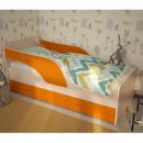 Кровать "Максимка" на щитах млечный дуб, оранжевый