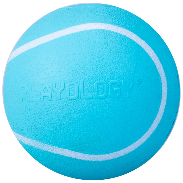 Игрушка для собак мелких и средних пород Playology SQUEAKY CHEW BALL голубой жевательный мяч с ароматом арахиса 6 см