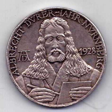 медаль 5 марок 1928 Германия Дюрер Редкость