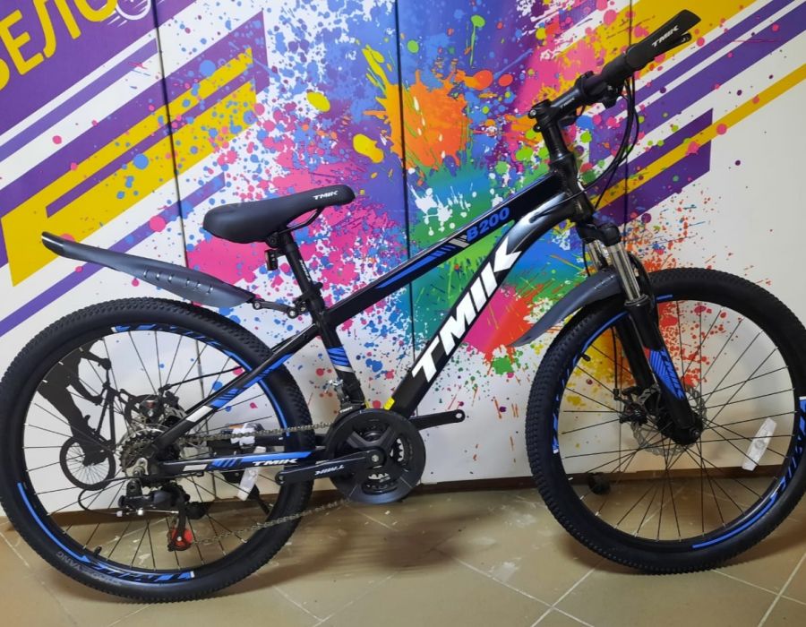 Алюминиевый Велосипед детский 24" Tmik для детей черно синий