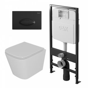 Комплект подвесной унитаз + система инсталляции D&K Berlin черная клавиша DS1431610