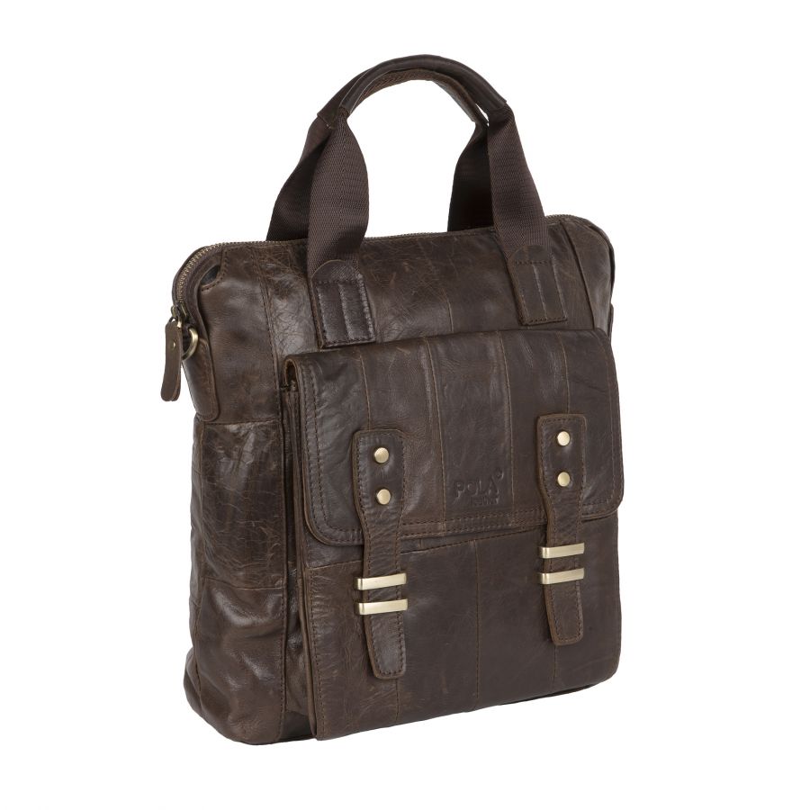 Мужская кожаная сумка 5021 коричневая (Кофе) POLAR S-4617835021238