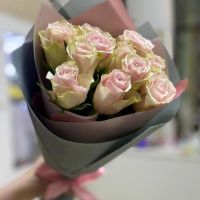 11 розовых роз (40см)