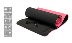Коврик для йоги двухслойный TPE Original Fittools FT-YGM10-TPE-BPNK черно-розовый (10 мм) 