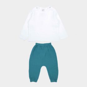 Комплект для мальчика (кофта и штанишки) 1809, белый/изумруд