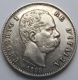 Король Умберто I  1 лира Италия 1899