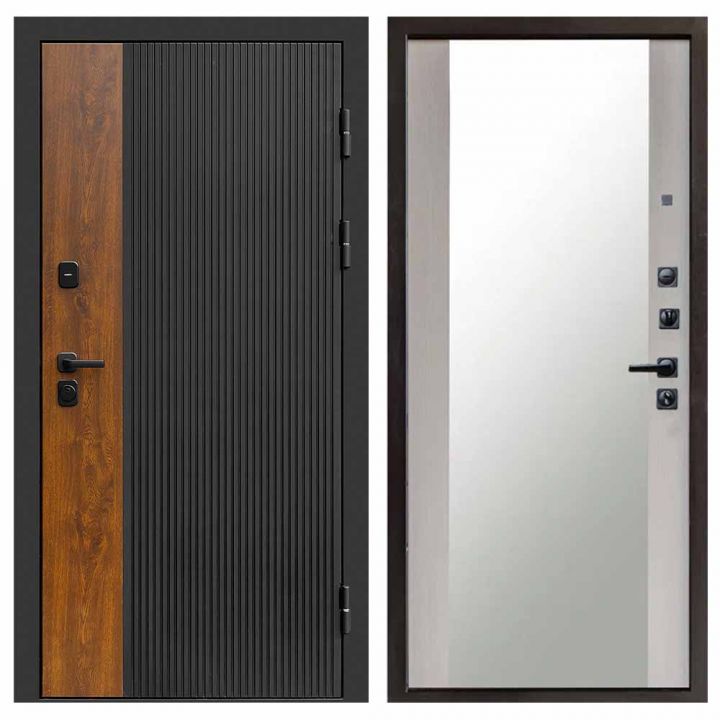 Входная дверь Termo-door Престиж BLACK Зеркало Лиственница Металлическая