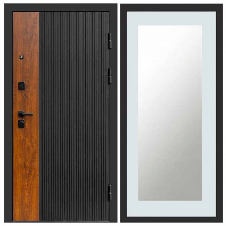 Входная дверь Termo-door Престиж BLACK Зеркало Триумф Белый Софт