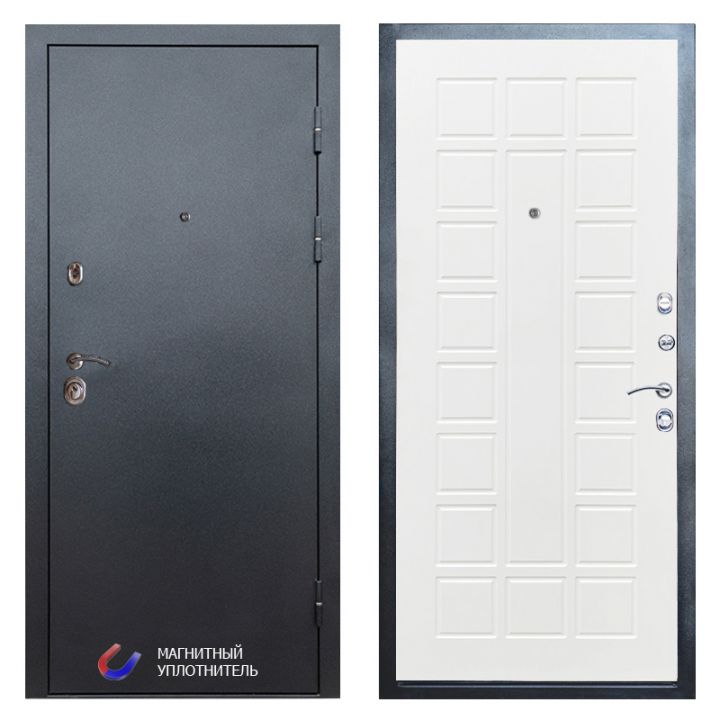 Входная дверь Termo-door Техно Графит Престиж белое дерево Металлическая