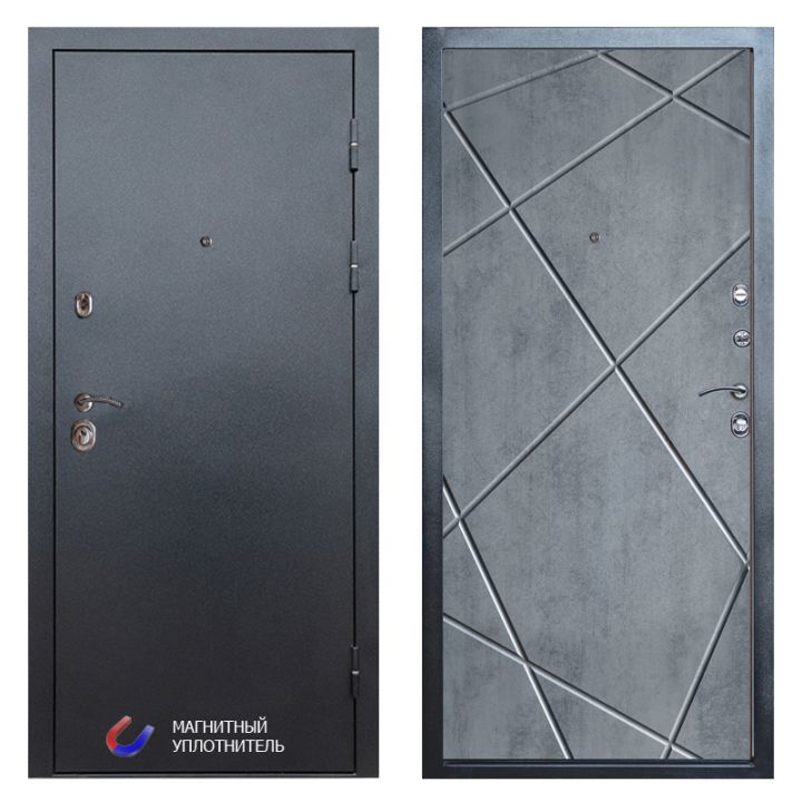 Входная дверь Termo-door Техно Графит Лучи бетон темный Металлическая