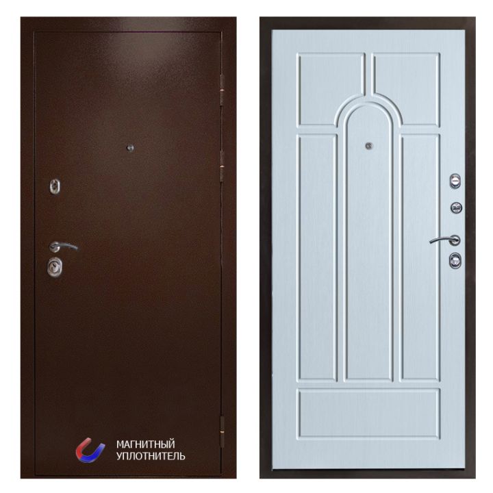 Входная дверь Termo-door Техно Медь Арка белое дерево Металлическая