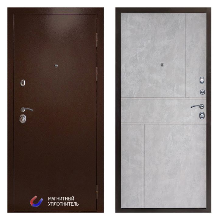 Входная дверь Termo-door Техно Медь Горизонт бетон светлый Металлическая