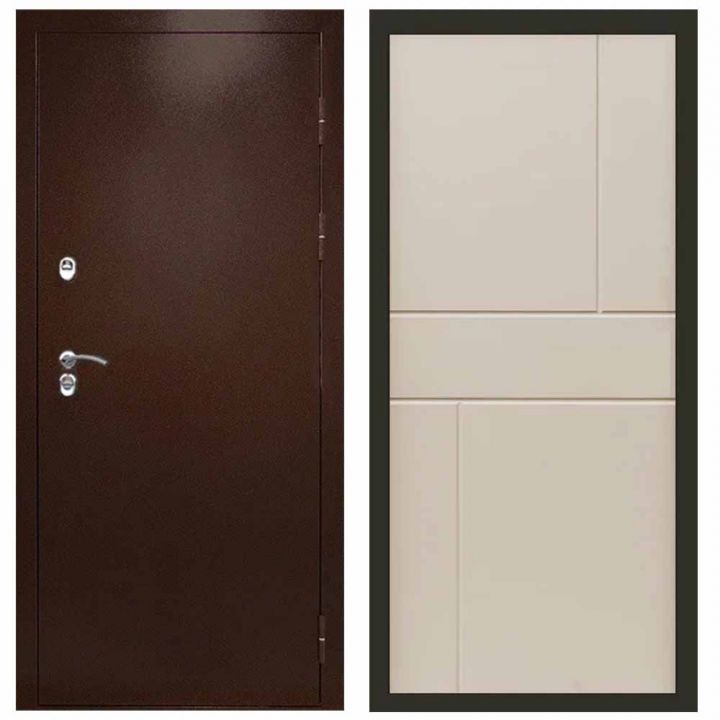 Входная дверь Termo-door Техно Медь Горизонт Слоновая Кость Металлическая